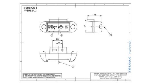 Hochintensive Warnblinkleuchte 3 LEDs 12/24 V gelb zugelassen