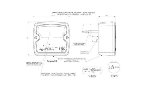 Fanale posteriore Horpol Led 12/24v 4 funzioni. Sinistra destra