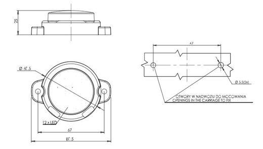 Piloto intermitente traseiro LED 12/24V WAS