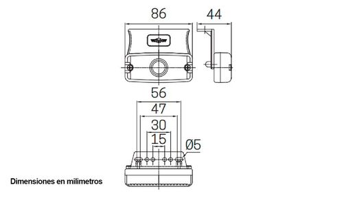 Side light amber beacon support 90º Sim