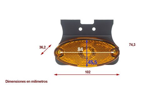 Led position side light and amber catadioptric support 90º type Flatpoint II