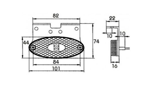 Led position side light and amber catadioptric support 90º Flatpoint II Aspock
