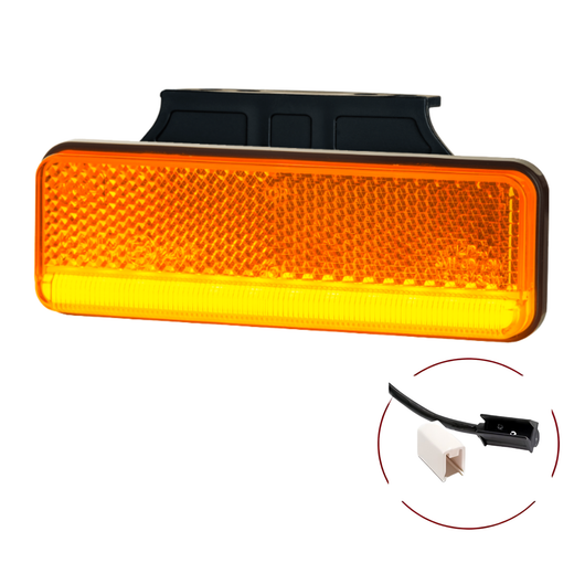 Slim amber neon side marker light with reflector, 90° bracket