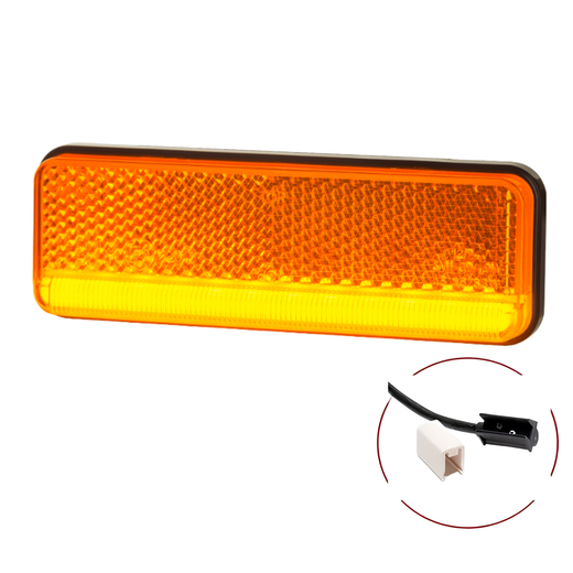 Slim amber neon side marker light with reflector, 90° bracket