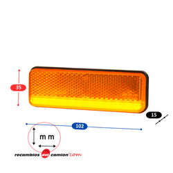 Slim amber neon side marker light with reflector, 90° bracket