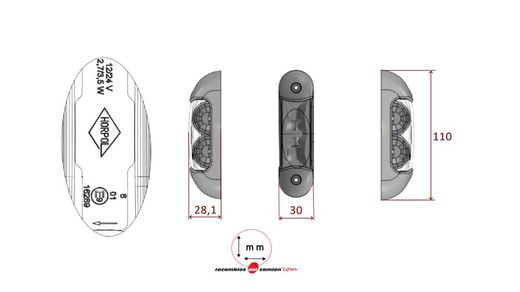 Rear side position light 5 Led's (1 unit)