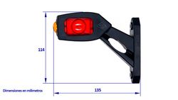 Rear side light Led short inclined arm 135 vertical