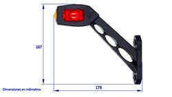Rear side light Led long inclined arm 178 vertical