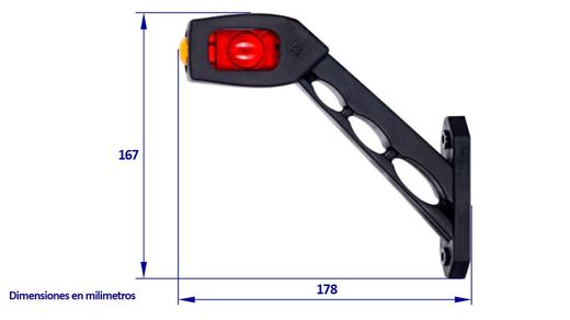 Rear side light Led long inclined arm 178 vertical