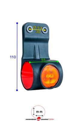 Right swinging rear sidelight Led 12/24V Neon effect
