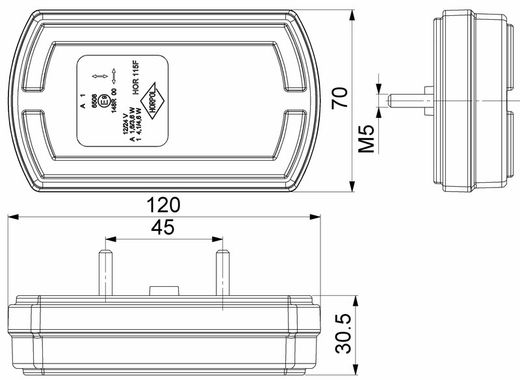 Pilota Led Frontale Multifunzione Horpol 12/24v. Posizione frontale e lampeggiante