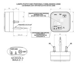 Led light 12/24v square front Horpol. White marker and reflex