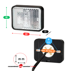 Luce di posizione anteriore LED bianco effetto Neon 12/24V con reflex