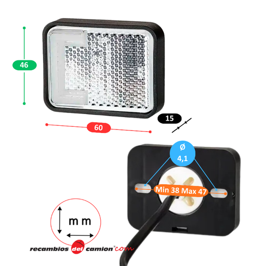 Luce di posizione anteriore LED bianco effetto Neon 12/24V con reflex