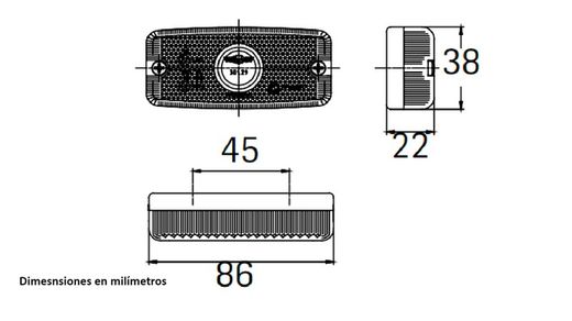 Pilota di posizione laterale color ambra con riflettore a base piatta