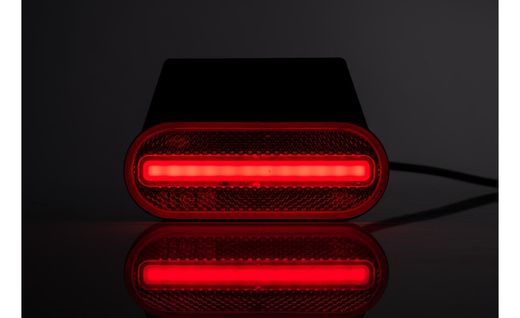 Red LED neon effect taillight 12/24V with bracket and reflex