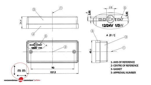 Rear pilot 3 brake light 108 in LED category S3