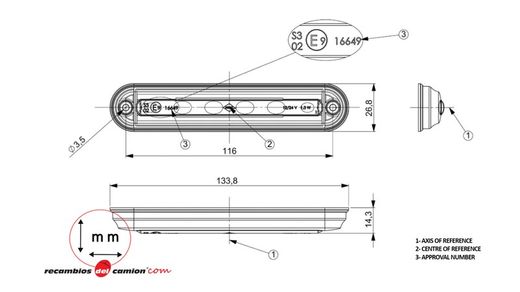 Fanale posteriore pilota 3 stop 134 in LED categoria S3