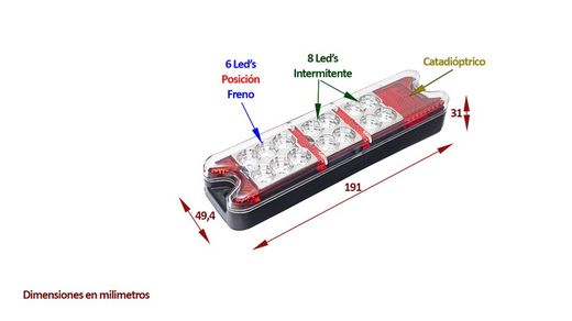 Rücklicht 4 Dienste 12/24 V alle Led