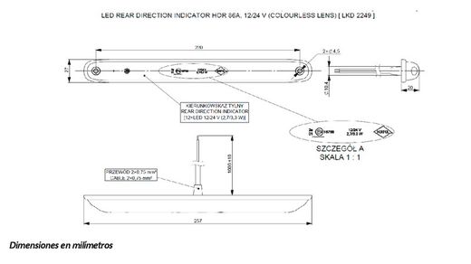Rücklichtleiste 12 LEDs Bremslicht und Position Horpol