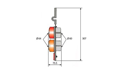 Rücklicht Pendelleuchte Position, Bremse und Intervall mit Rückstrahler 845