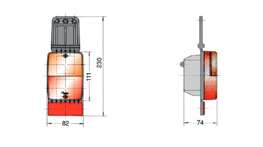 Rücklicht Pendelleuchte Position, Bremse und Intervall mit Rückstrahler 855
