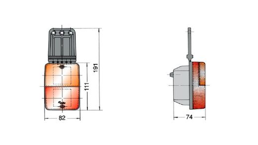 Hängendes Rücklicht, Positionslicht, Bremslicht und Blinklicht ohne Reflektor 854
