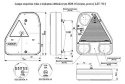 Right rear light (reversing function) with triangle for trailer