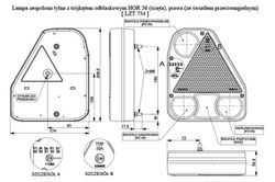 Right rear light (fog function) with triangle for trailer