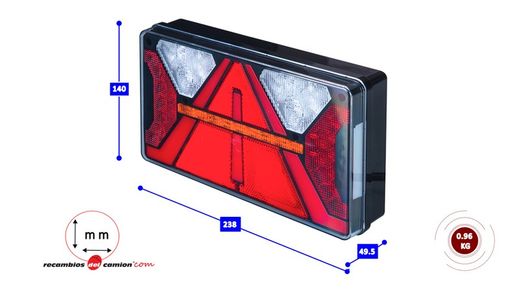 Piloto trasero izquierdo (lado conductor) remolque todo Led con luz posición efecto Neon STRADA