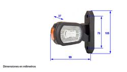 Piloto lateral trasero cuerno recto corto luz led blanca, ámbar y roja Horpol