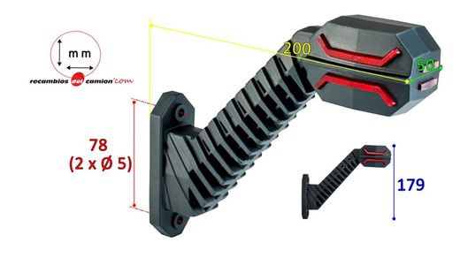 Rechtes LED-Rücklicht SS mit langem diagonalen Arm, Dragon