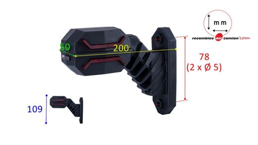 Dragon LED-Rücklicht mit kurzem diagonalem Arm links