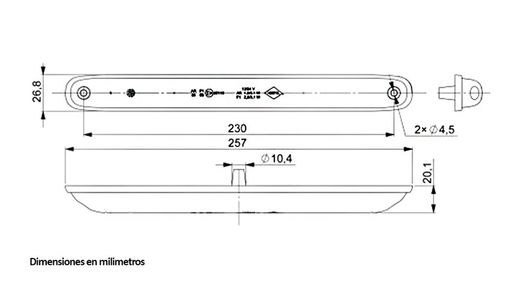 Barre lumineuse arrière 12 leds clignotant pour frein et position Horpol