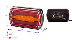 Fanale posteriore multifunzione (3 funzioni) LED 12/24V Lato destro o sinistro. Luce di posizione, freno e indicatore di direzione con effetto neon.