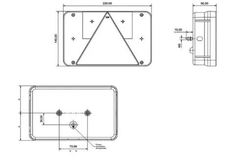 RADEX-type Multifunction rear light for trailer (with reflex triangle). Right side (passenger side)