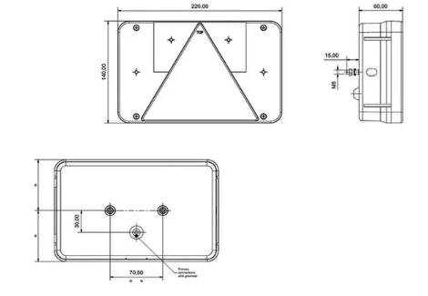 RADEX-type multifunction rear trailer light (with reflex triangle). Left side (driver's side)(European driver's side)