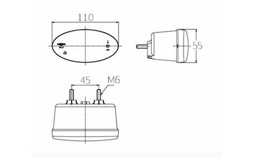 Fanale retronebbia ovale 2 Led's Sim