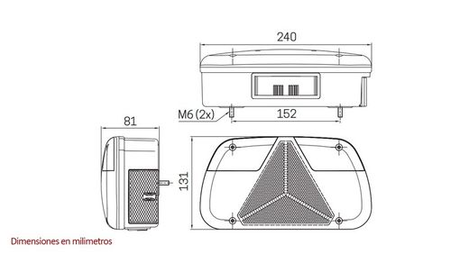 Trailer rear light with right triangle (passenger side) Sim 3150