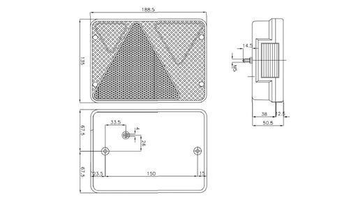 Luz traseira do trailer direito (lado do passageiro) com luz de nevoeiro RL80.DN