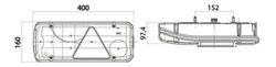 Trailer rear light with blue and red dispersive triangle LC8T Vignal