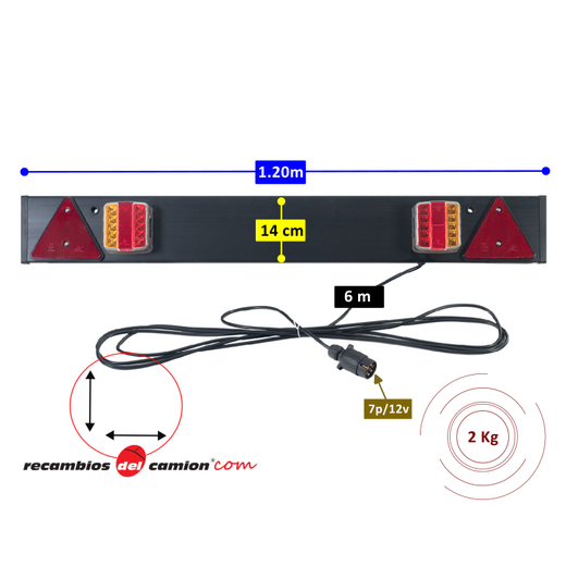 Fanale posteriore rimorchio Barra di segnalazione a led 6 m