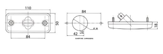 Pilota Vignal ambra con posizione laterale con retroriflettore e supporto a 90º. Con connettore JPT a 2 vie