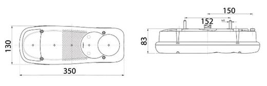 Right side multifunction rear light (passenger) with backup audible alarm