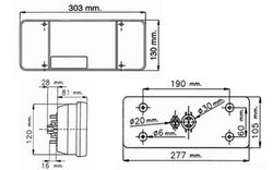 Fanali posteriori a cinque servizi con 2 connettori posteriori