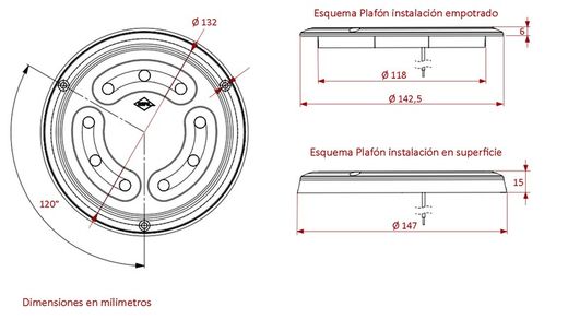 Runde Deckenleuchte innen LED 1650 lm 12/24v Horpol