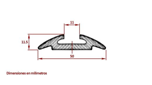 Binario fermacarico semitondo in alluminio aeronautico 2m