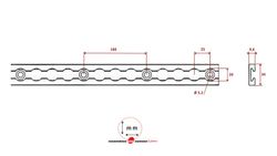 Rectangular load securing rail in black aeronautical aluminium 2m