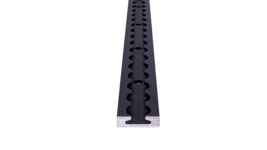 Rectangular load securing rail in black aeronautical aluminium 2m