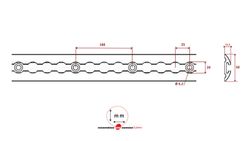 Trilho de fixação de carga semicircular aeronáutico alumínio anodizado preto 2m